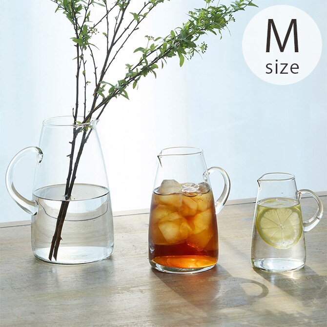 shesay シセイ 取っ手付きで持ちやすい 花も活けられる リューズガラス カラフェ M  カラフェ 水差し フラワーベース 花瓶 ガラス クリア 透明 リサイクルガラス シンプル おしゃれ  