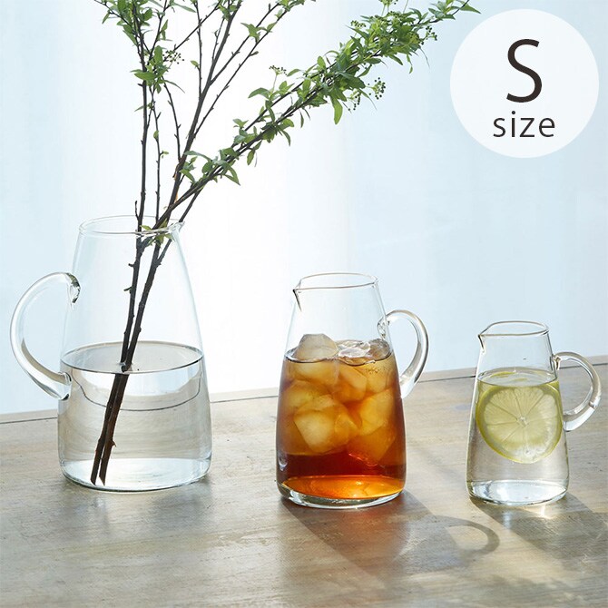 shesay シセイ 取っ手付きで持ちやすい 花も活けられる リューズガラス カラフェ S  カラフェ 水差し フラワーベース 花瓶 ガラス クリア 透明 リサイクルガラス シンプル おしゃれ  