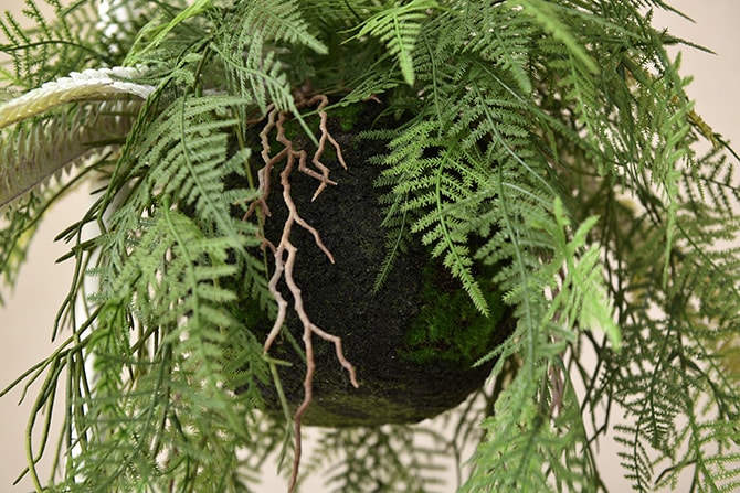 Brown. ブラウン フェイクグリーン ファーン ハンギングボール 65 