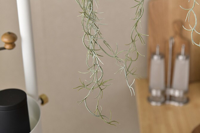 Brown. ブラウン フェイクグリーン スパニッシュモス ハンギングブッシュ シルバー