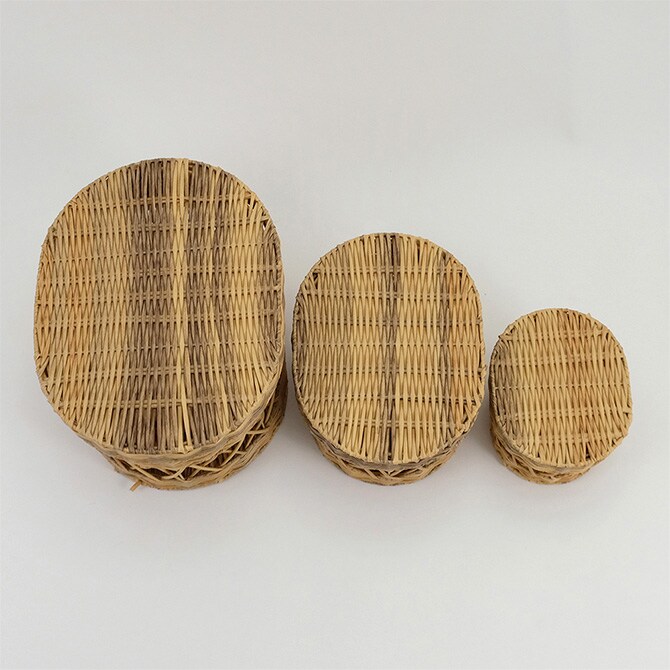 shesay シセイ インテリアに馴染みやすい 洗える蓋付きオーバルバスケット M 