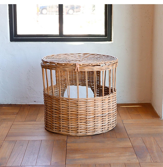 GROOM グルーム ねこハウス ふた付き BY THE AROROG 猫 ベッド キャットベッド ペットベッド 小型犬 ハウス ラタン ナチュラル おしゃれ かっこいい