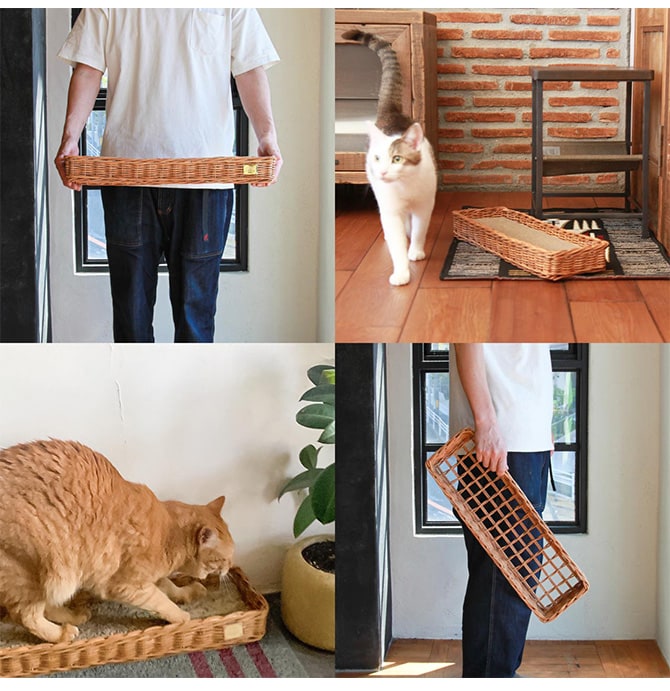 GROOM グルーム 爪とぎバスケット　BY THE AROROG  猫 爪とぎカバー 爪とぎケース バスケット 爪とぎ おしゃれ ラタン ナチュラル かっこいい  