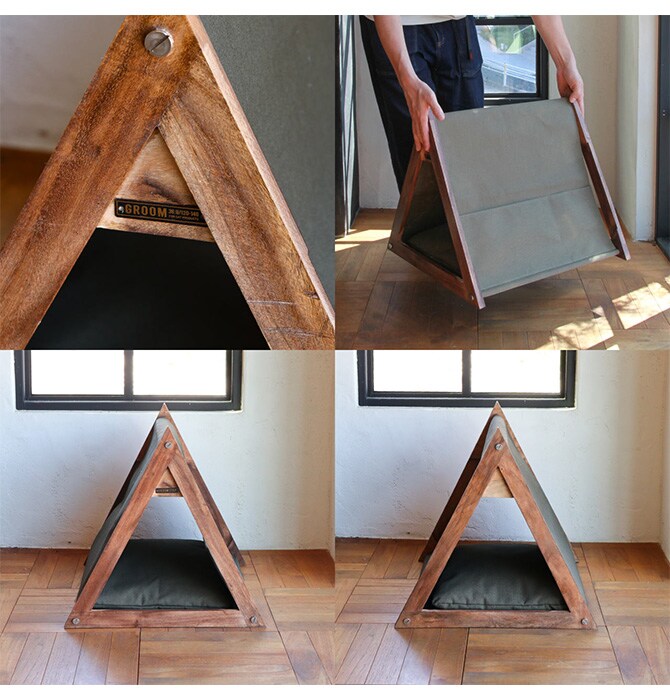 GROOM グルーム 三角テント 猫 ベッド キャットベッド ペットベッド 小型犬 インダストリアル ヴィンテージ かっこいい テント型 おしゃれ
