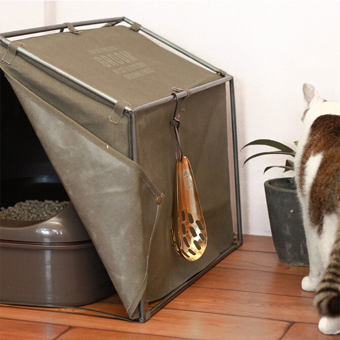 GROOM グルーム アイアントイレスコップ 猫 トイレスコップ スコップ おしゃれ トイレ掃除 猫トイレ アイアン かっこいい 真鍮風