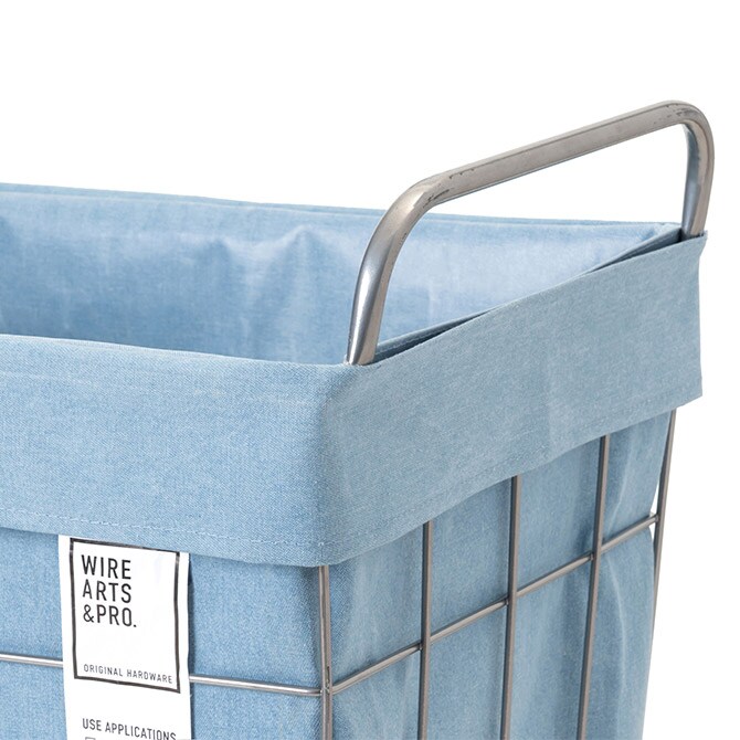 BRID ブリッド デニム ランドリースクエアバスケット キャスター付き 45L  ランドリーバスケット ワイヤーバスケット キャスター おしゃれ 布 スチール 洗濯 かご カゴ 収納  