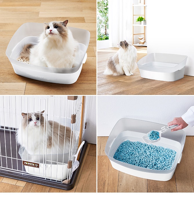 Bonbi ボンビ クリアキャットトイレ M 猫用トイレ 猫トイレ ペットトイレ おしゃれ クール スタリッシュ スコップ付き