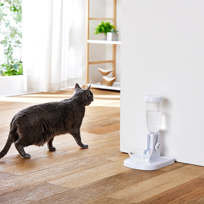 Bonbi ボンビ ラクリアスタンド 猫用 犬用 ペット用 給水器 自動 お手入れ簡単 ホワイト クリア 白 透明 シンプル おしゃれ 電気不要