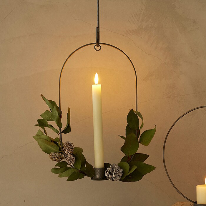 shesay シセイLEDキャンドルを飾って楽しめる アイアンリース オーバル