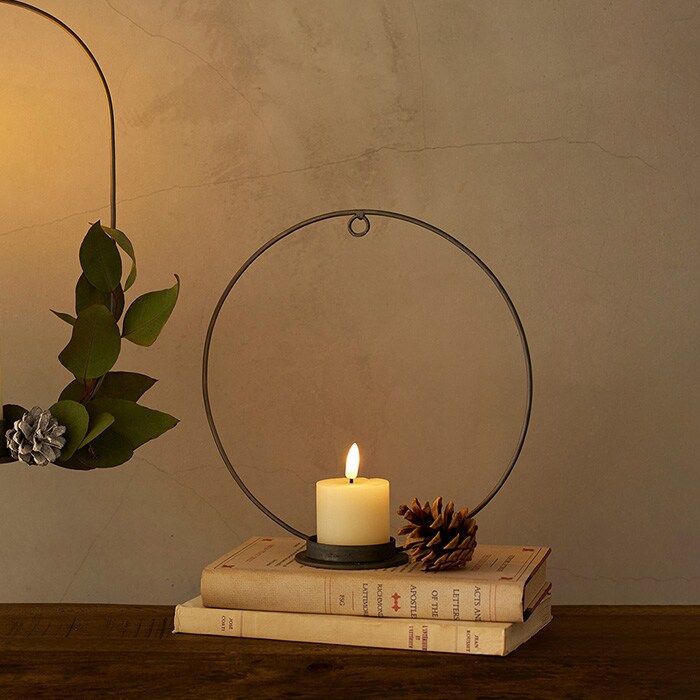 shesay シセイLEDキャンドルを飾って楽しめる アイアンリース サークル