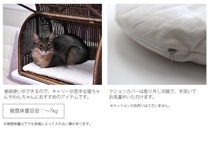 ラタン　キャリーベッドＭ  ベッド クッション カドラー 小型犬 ネコ キャットベッド  
