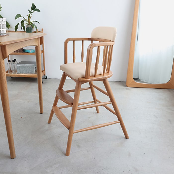 Herit. ヘリット Kids High Chair  キッズチェア ハイチェア ダイニング 木製 オーク ナチュラル おしゃれ 北欧 ヴィンテージ風 椅子 椅子 イス  子ども用 子供用 家具 インテリア  