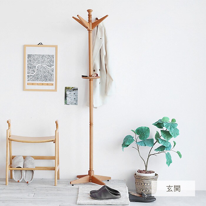Herit. ヘリット Pole Hanger  ポールハンガー 木製 オーク 省スペース スリム ナチュラル おしゃれ 北欧 ヴィンテージ風 ポールスタンド ハンガースタンド 家具 インテリア  
