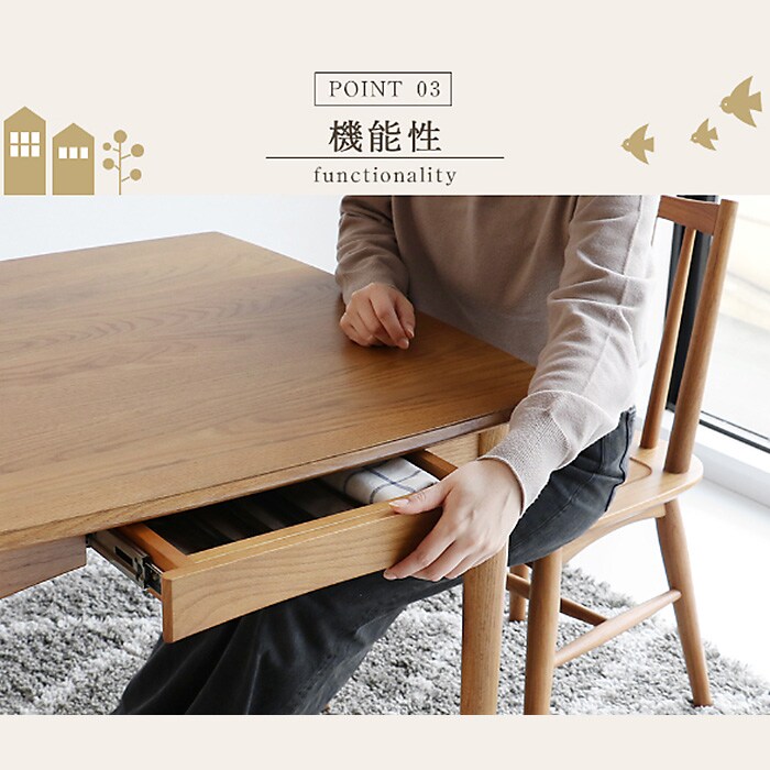 Herit. ヘリット Dining Table 800  ダイニングテーブル 幅80cm 高さ72cm 2人掛け 木製 オーク ナチュラル おしゃれ 北欧 ヴィンテージ風 食卓テーブル リビング 家具 インテリア  