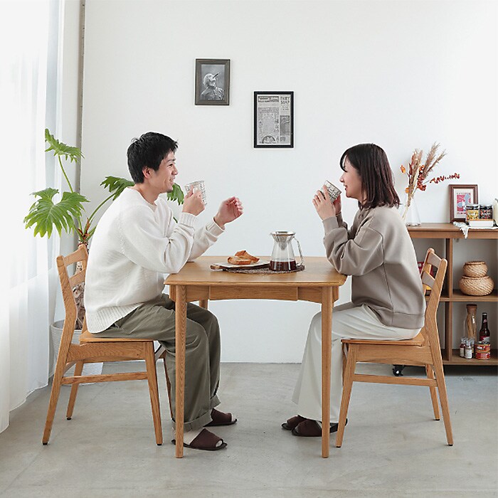 Herit. ヘリット Dining Table 800  ダイニングテーブル 幅80cm 高さ72cm 2人掛け 木製 オーク ナチュラル おしゃれ 北欧 ヴィンテージ風 食卓テーブル リビング 家具 インテリア  