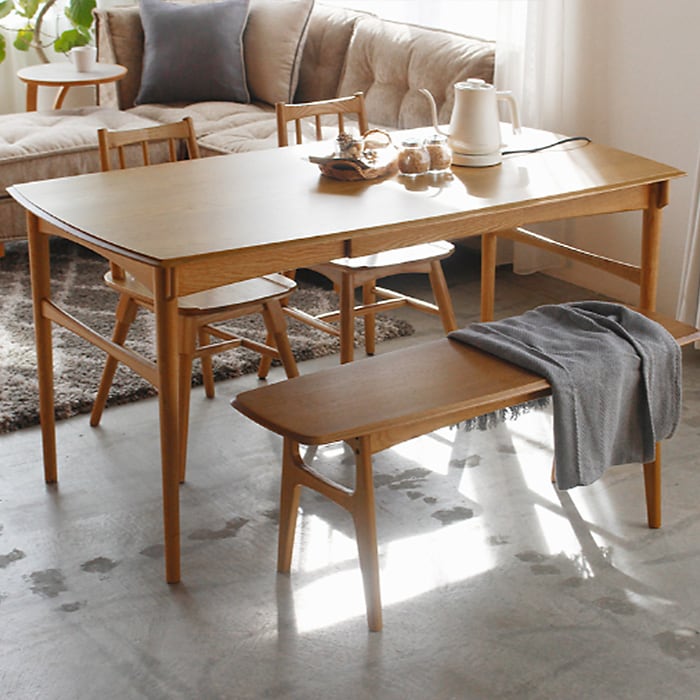 Herit. ヘリット Dining Table 1500  ダイニングテーブル 幅150cm 高さ72cm 4人掛け 木製 オーク ナチュラル おしゃれ 北欧 ヴィンテージ風 食卓テーブル リビング 家具 インテリア  