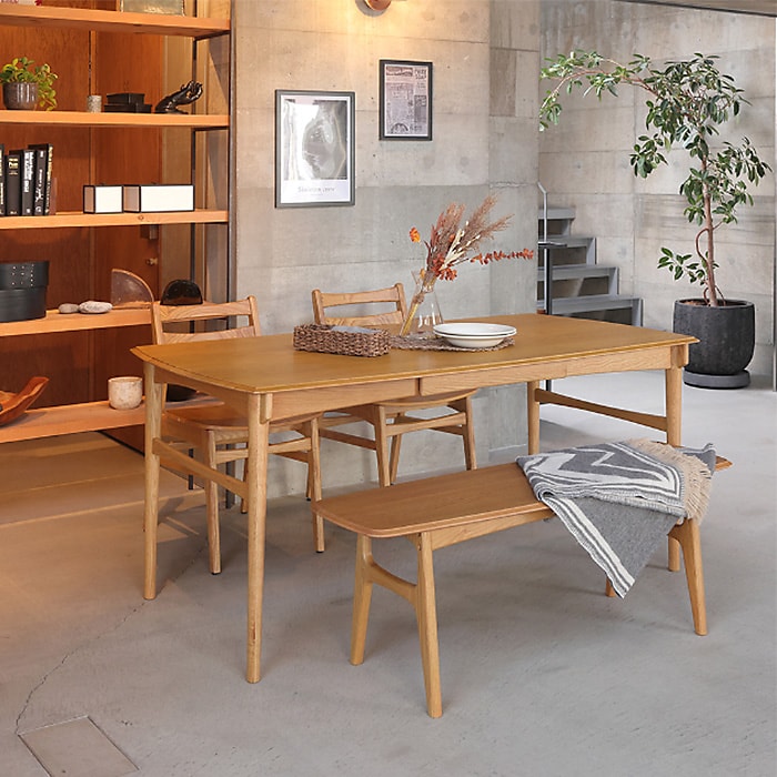 Herit. ヘリット Dining Table 1500  ダイニングテーブル 幅150cm 高さ72cm 4人掛け 木製 オーク ナチュラル おしゃれ 北欧 ヴィンテージ風 食卓テーブル リビング 家具 インテリア  