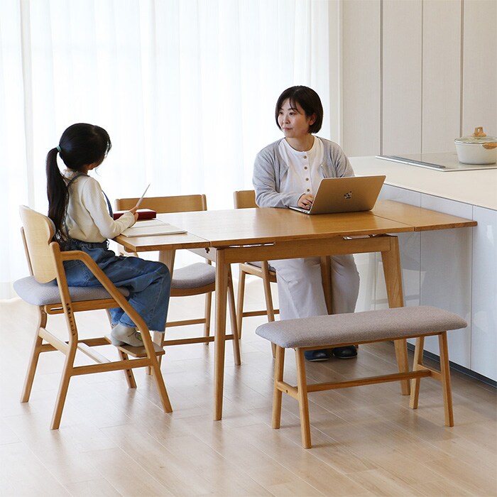 E-toko いいとこ Extension Table  ダイニングテーブル 伸縮式 拡張 2人掛け 4人掛け 90cm 120cm 150cm 木製 伸長式テーブル シンプル おしゃれ 北欧 家具 インテリア  リビング学習  