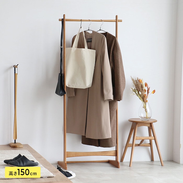 Spera ハンガーラック  洋服ラック 衣類 収納 洋服 おしゃれ シンプル 北欧 木製 スリム コンパクト 棚付き 省スペース 一人暮らし インテリア 新生活  