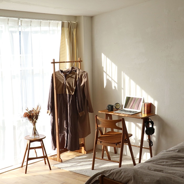 Spera ハンガーラック  洋服ラック 衣類 収納 洋服 おしゃれ シンプル 北欧 木製 スリム コンパクト 棚付き 省スペース 一人暮らし インテリア 新生活  