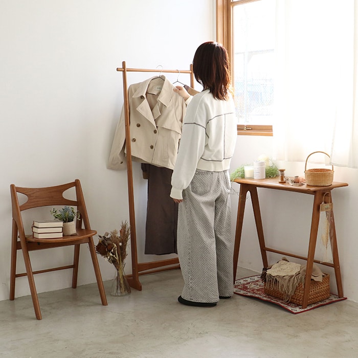 Spera ハンガーラック  洋服ラック 衣類 収納 洋服 おしゃれ シンプル 北欧 木製 スリム コンパクト 棚付き 省スペース 一人暮らし インテリア 新生活  