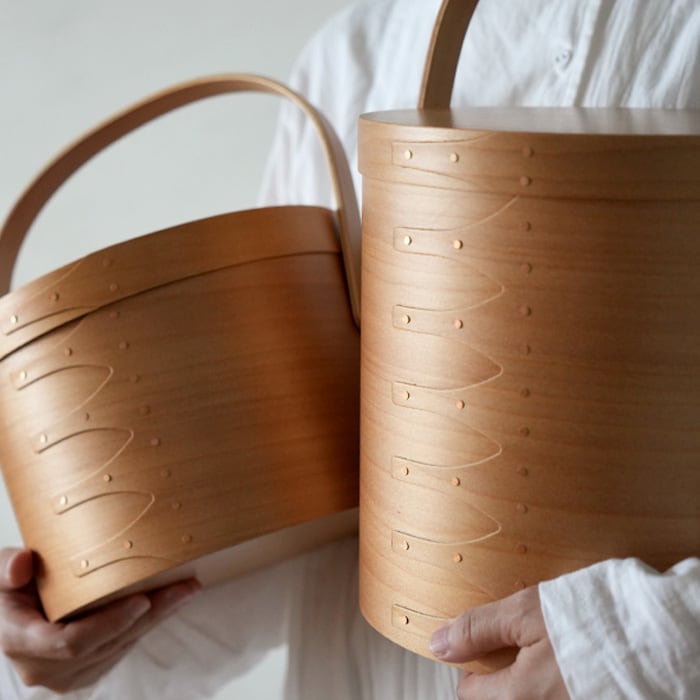 シェーカーラウンドハンドルボックス M  シェーカーボックス 小物入れ 天然木製 おしゃれ シンプル 収納ボックス フタ付き 北欧 ナチュラル 見せる収納  