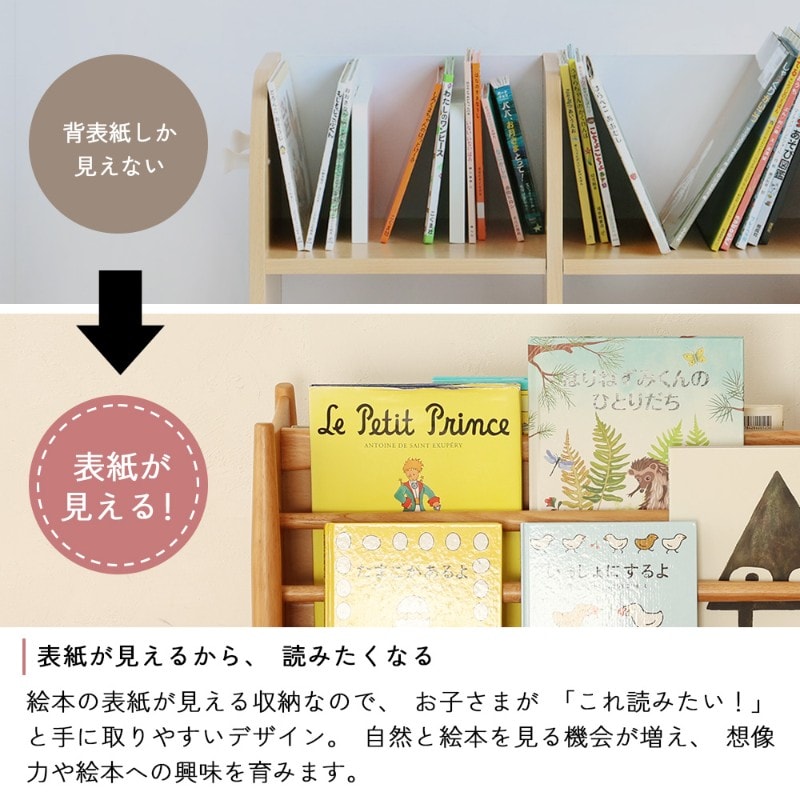 nork note キッズローブックラック  絵本棚 絵本ラック 表紙が見える マガジンラック 子供用 本棚 収納 木製 ロータイプ おもちゃ収納 北欧 ナチュラル おしゃれ リビング収納  