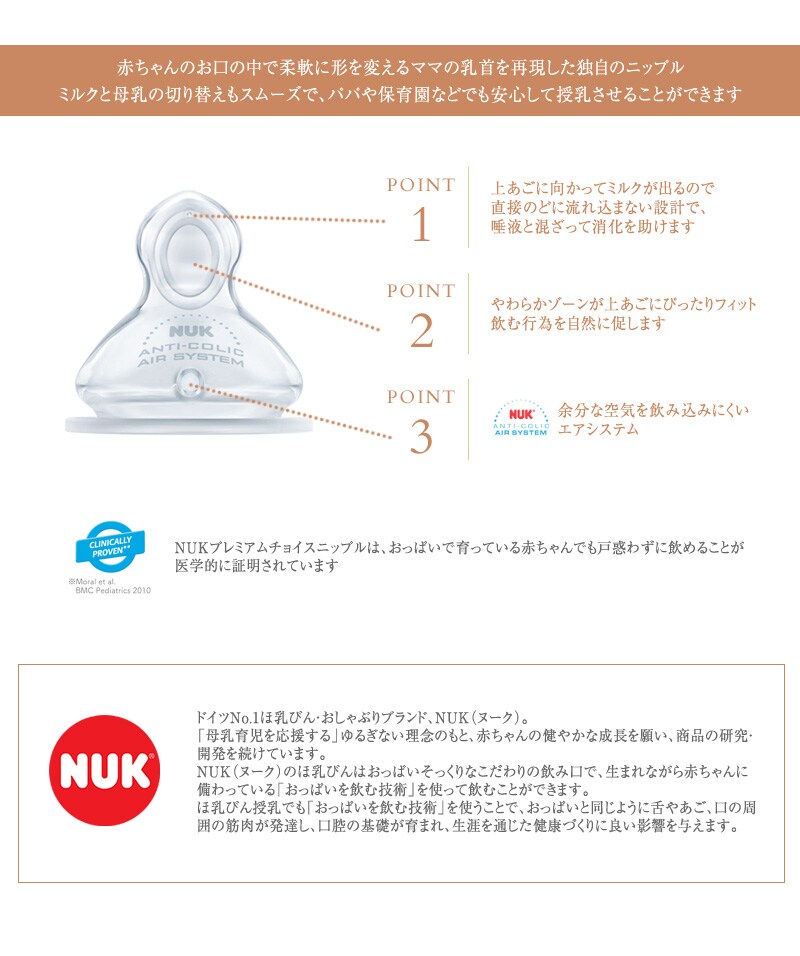 NUK ヌーク プレミアムチョイススリムほ乳びん(ポリプロピレン製・PP製)250ml FDNK03208150 