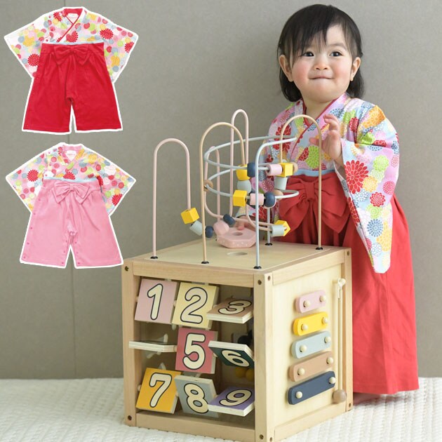 Aenak アエナック 菊柄全開女児袴ロンパース　はかまロンパース 7150041270 