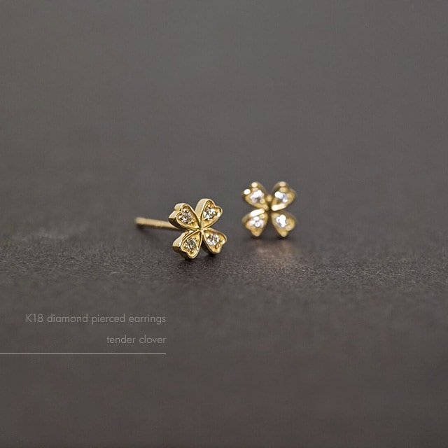 K18 ピアス tender clover