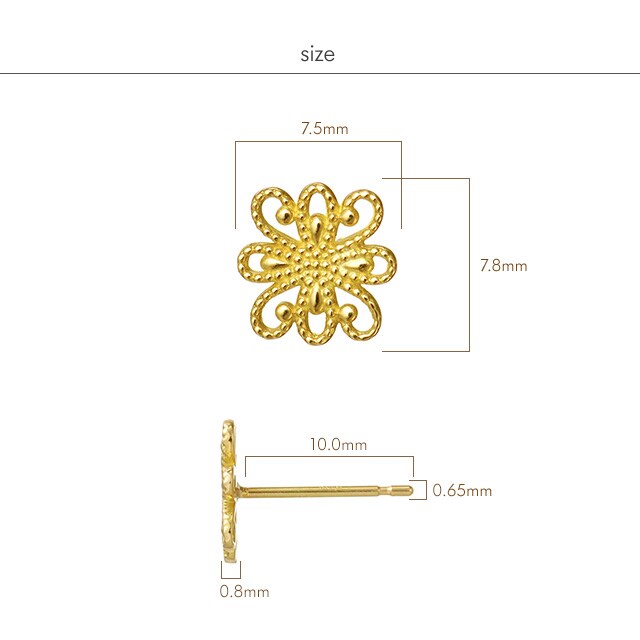 K18ピアス flora