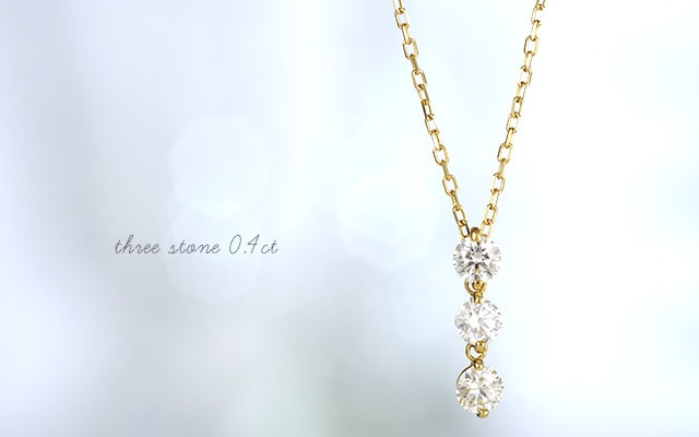 K18 ハート＆キューピッド ダイヤモンド ネックレス three stone  0.4ct