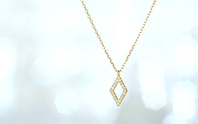 K18 diamond necklace rhombus dia