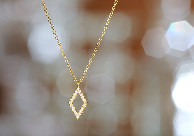 K18 diamond necklace rhombus dia