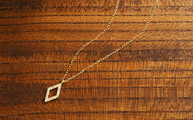 K18 diamond necklace rhombus dia