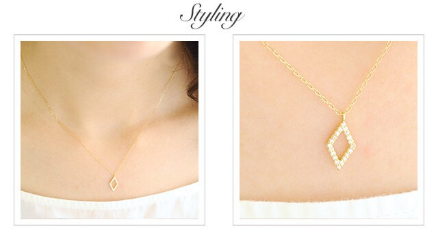 K18 diamond necklace rhombus dia