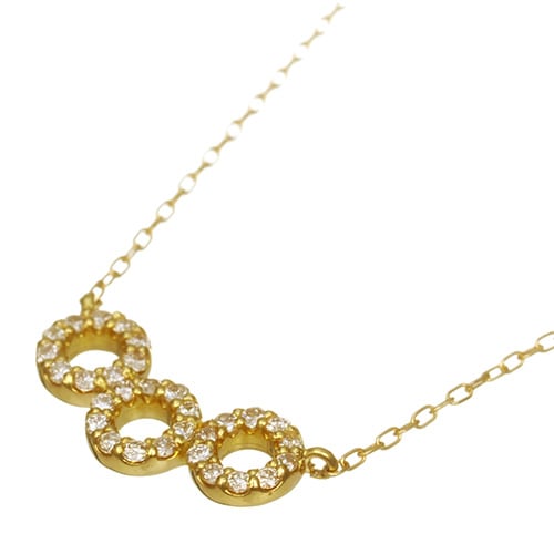 K18 diamond necklace three rings