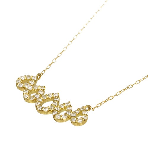 K18 diamond necklace five drops