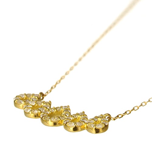 K18 diamond necklace five drops