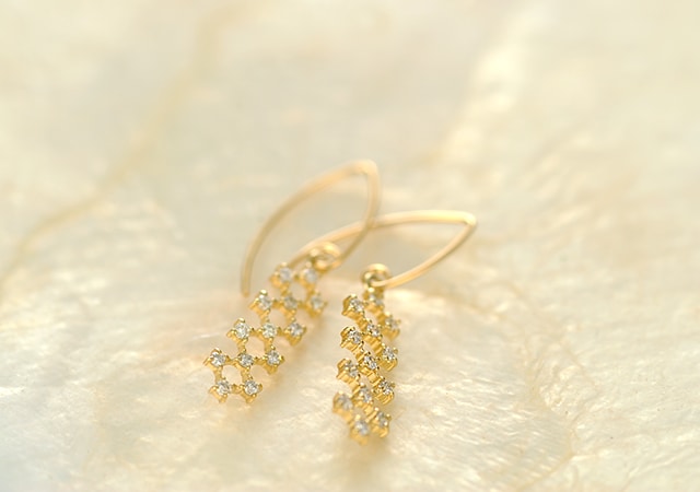 K18 diamond pierced earrings　joint