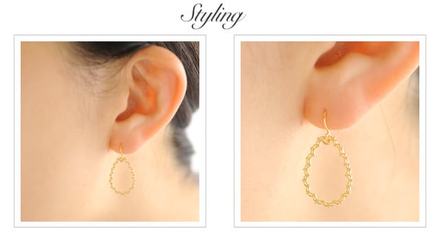 K18 pierced earrings drop lace