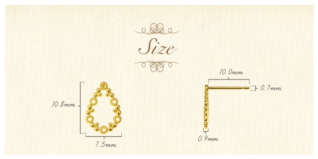 K18 pierced earrings grainy drop