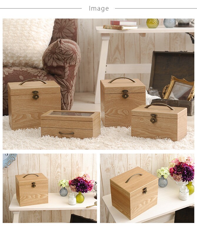 ナチュラルウッド 横型 コスメボックス ワイドミラー  木製 メイクボックス コスメティック 鏡 北欧 ナチュラル おしゃれ シンプル 化粧品 収納  