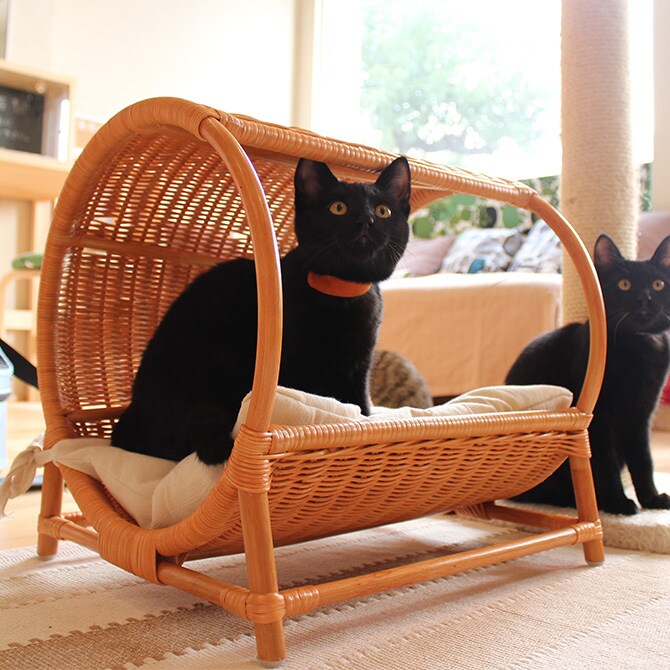 ラタン　トンネルベッド  キャットベッド 猫用ベッド ベッド ハウス クッション 犬用 かわいい おしゃれ 猫用　ネコ いぬ　犬　イヌ  