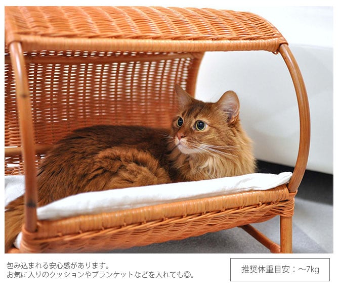 ラタン　トンネルベッド  キャットベッド 猫用ベッド ベッド ハウス クッション 犬用 かわいい おしゃれ 猫用　ネコ いぬ　犬　イヌ  