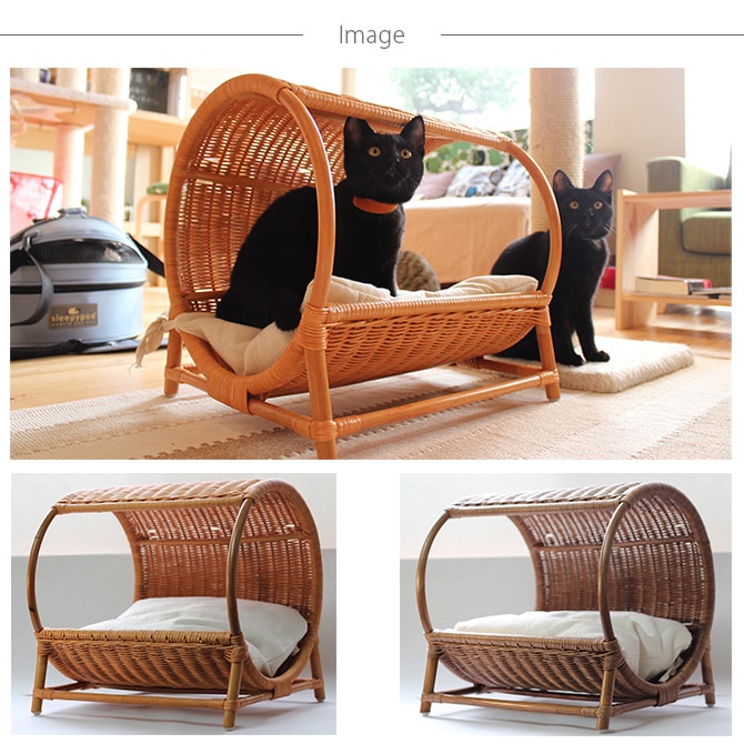ラタン　トンネルベッド  キャットベッド 猫用ベッド ベッド ハウス クッション 犬用 かわいい おしゃれ 猫用　ネコ いぬ　犬　イヌ  