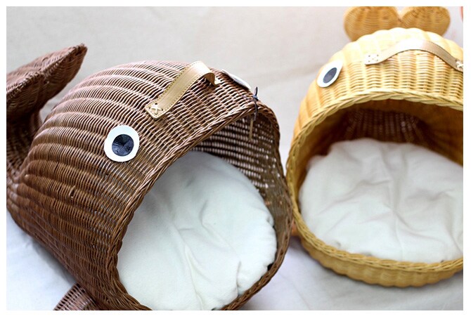 ラタン　くじらベッド  キャットベッド 猫用ベッド ベッド ハウス クッション 犬用 かわいい おしゃれ 猫用　ネコ いぬ　犬　イヌ  