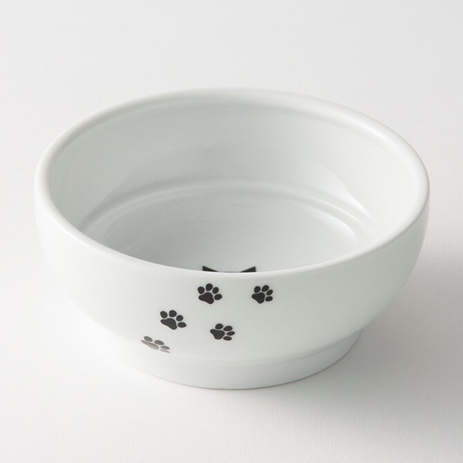 猫壱 ハッピーダイニング フードボウル DC-0705-02   猫用 食器 フードボウル 皿 電子レンジ対応 食洗機対応 陶器 白 シンプル ペット  