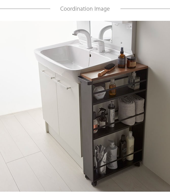 tower タワー ハンドル付きスリムワゴン キッチンワゴン キャスター付き ラック 収納 おしゃれ 白 黒 キッチン ランドリー 隙間収納