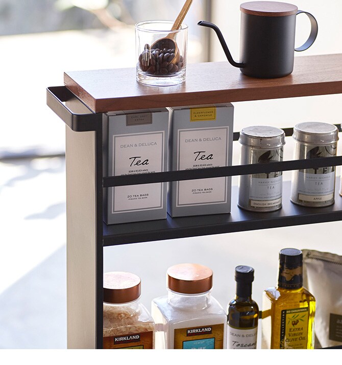 tower タワー ハンドル付きスリムワゴン キッチンワゴン キャスター付き ラック 収納 おしゃれ 白 黒 キッチン ランドリー 隙間収納